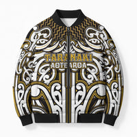 Custom Aotearoa Taranaki Bomber Puffer Jacket Maori Tribal Pattern Mix Poutama
