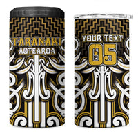 Custom Aotearoa Taranaki 4 in 1 Can Cooler Tumbler Maori Tribal Pattern Mix Poutama