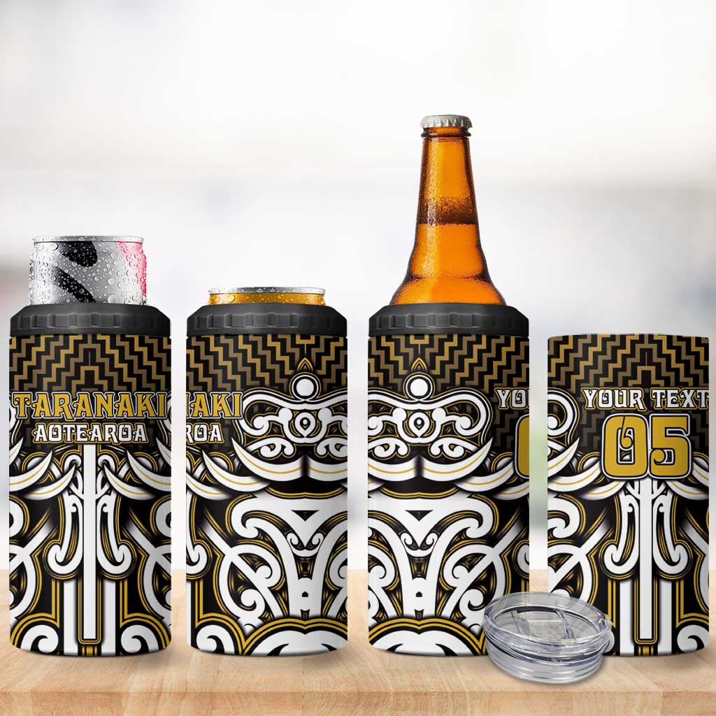 Custom Aotearoa Taranaki 4 in 1 Can Cooler Tumbler Maori Tribal Pattern Mix Poutama