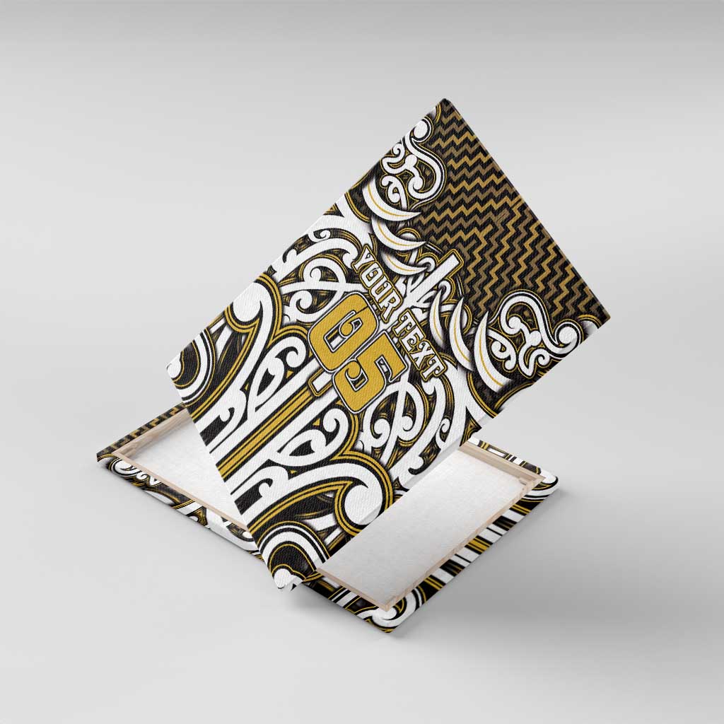 Custom Aotearoa Taranaki Canvas Wall Art Maori Tribal Pattern Mix Poutama