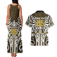 Custom Aotearoa Taranaki Couples Matching Tank Maxi Dress and Hawaiian Shirt Maori Tribal Pattern Mix Poutama