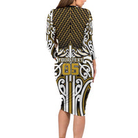 Custom Aotearoa Taranaki Family Matching Long Sleeve Bodycon Dress and Hawaiian Shirt Maori Tribal Pattern Mix Poutama LT05 - Polynesian Pride