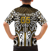Custom Aotearoa Taranaki Family Matching Off The Shoulder Long Sleeve Dress and Hawaiian Shirt Maori Tribal Pattern Mix Poutama LT05 - Polynesian Pride
