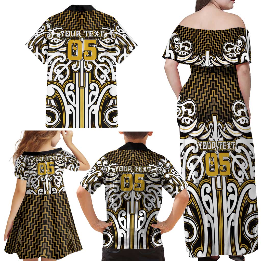 Custom Aotearoa Taranaki Family Matching Off Shoulder Maxi Dress and Hawaiian Shirt Maori Tribal Pattern Mix Poutama LT05 - Polynesian Pride
