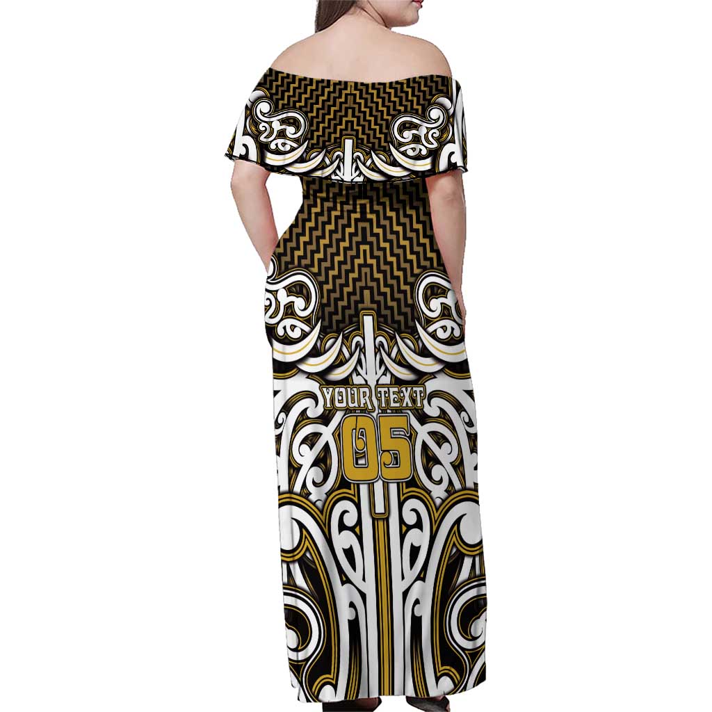 Custom Aotearoa Taranaki Family Matching Off Shoulder Maxi Dress and Hawaiian Shirt Maori Tribal Pattern Mix Poutama LT05 - Polynesian Pride