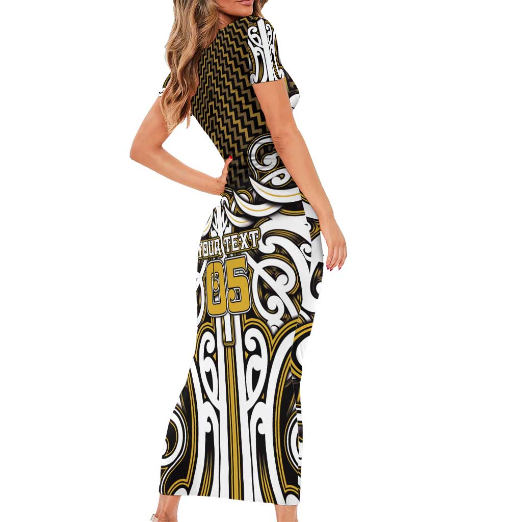 Custom Aotearoa Taranaki Family Matching Short Sleeve Bodycon Dress and Hawaiian Shirt Maori Tribal Pattern Mix Poutama LT05 - Polynesian Pride