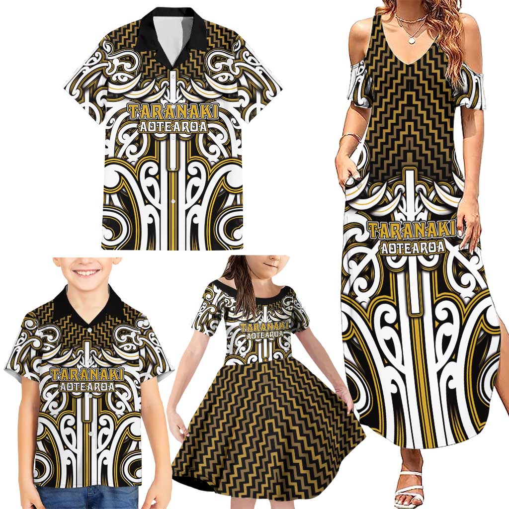 Custom Aotearoa Taranaki Family Matching Summer Maxi Dress and Hawaiian Shirt Maori Tribal Pattern Mix Poutama
