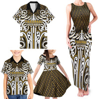 Custom Aotearoa Taranaki Family Matching Tank Maxi Dress and Hawaiian Shirt Maori Tribal Pattern Mix Poutama LT05 - Polynesian Pride