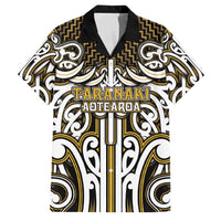 Custom Aotearoa Taranaki Family Matching Tank Maxi Dress and Hawaiian Shirt Maori Tribal Pattern Mix Poutama LT05 Dad's Shirt - Short Sleeve Yellow - Polynesian Pride