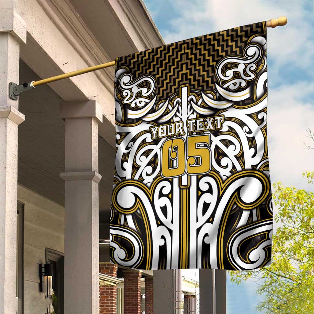 Custom Aotearoa Taranaki Garden Flag Maori Tribal Pattern Mix Poutama