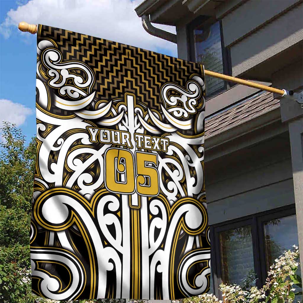 Custom Aotearoa Taranaki Garden Flag Maori Tribal Pattern Mix Poutama