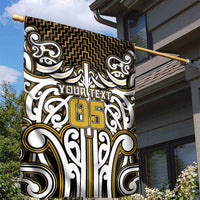 Custom Aotearoa Taranaki Garden Flag Maori Tribal Pattern Mix Poutama