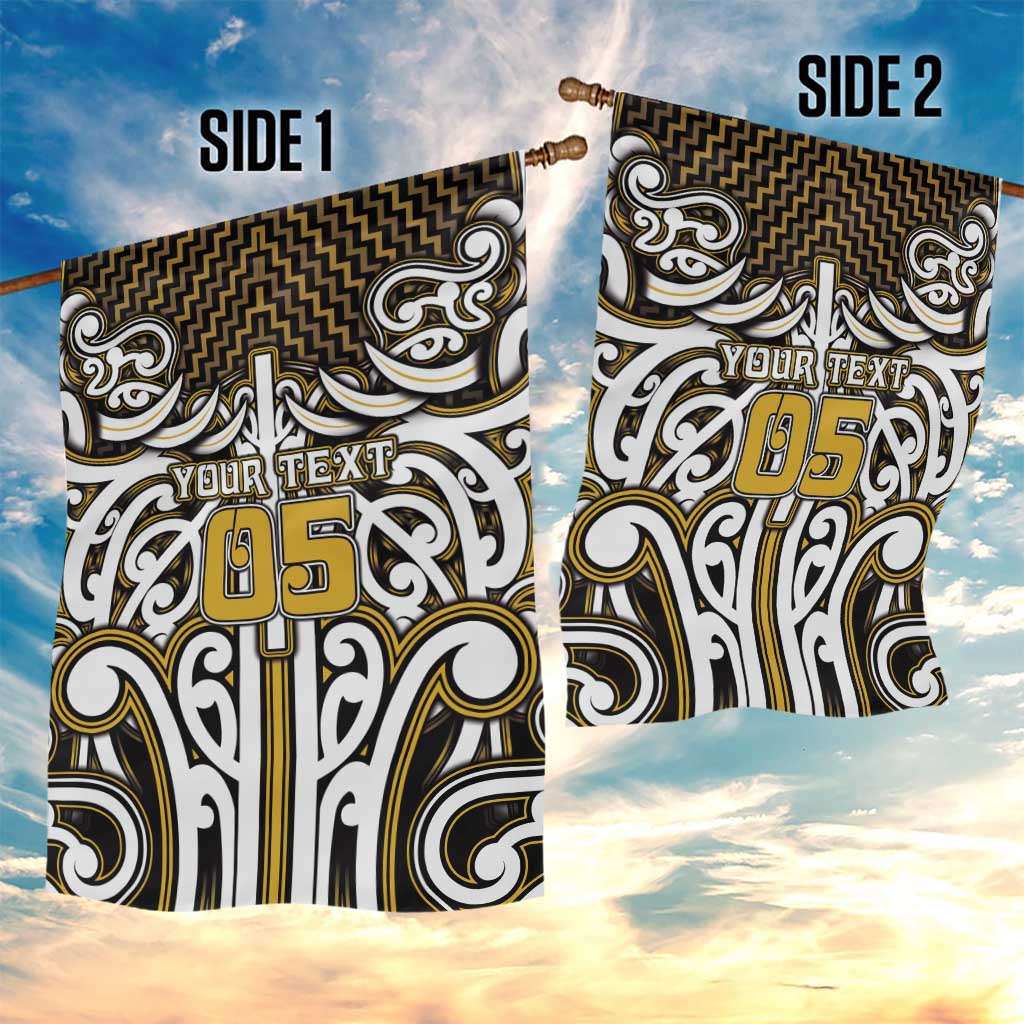 Custom Aotearoa Taranaki Garden Flag Maori Tribal Pattern Mix Poutama
