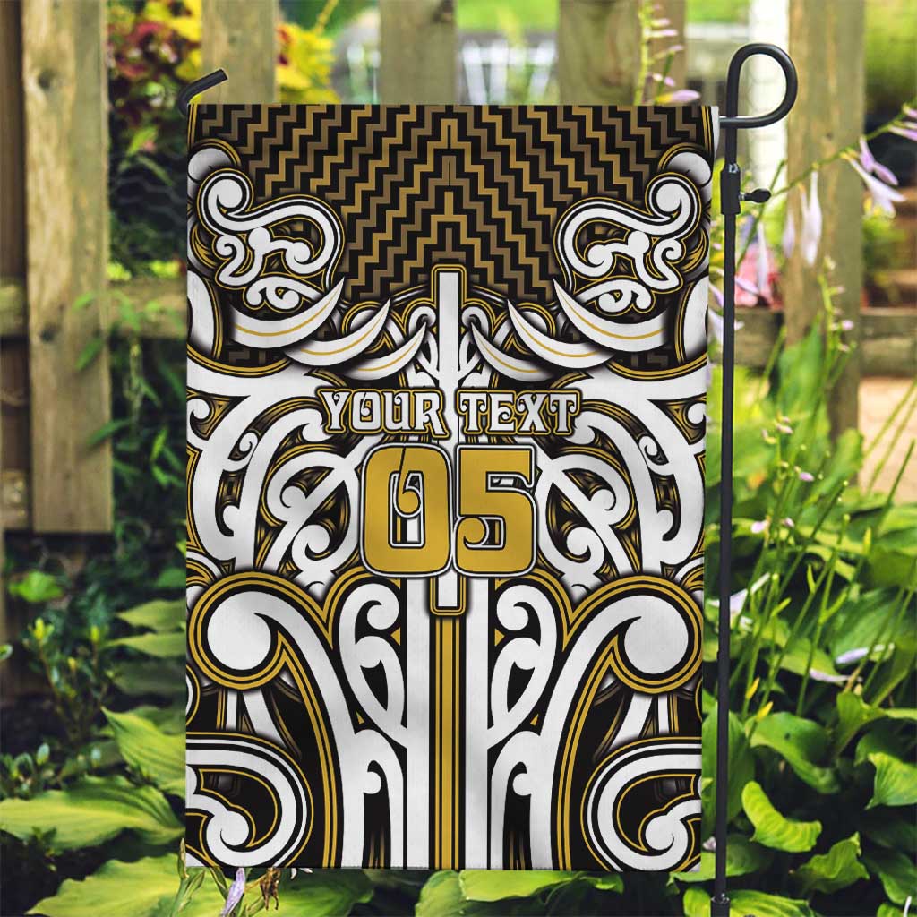Custom Aotearoa Taranaki Garden Flag Maori Tribal Pattern Mix Poutama