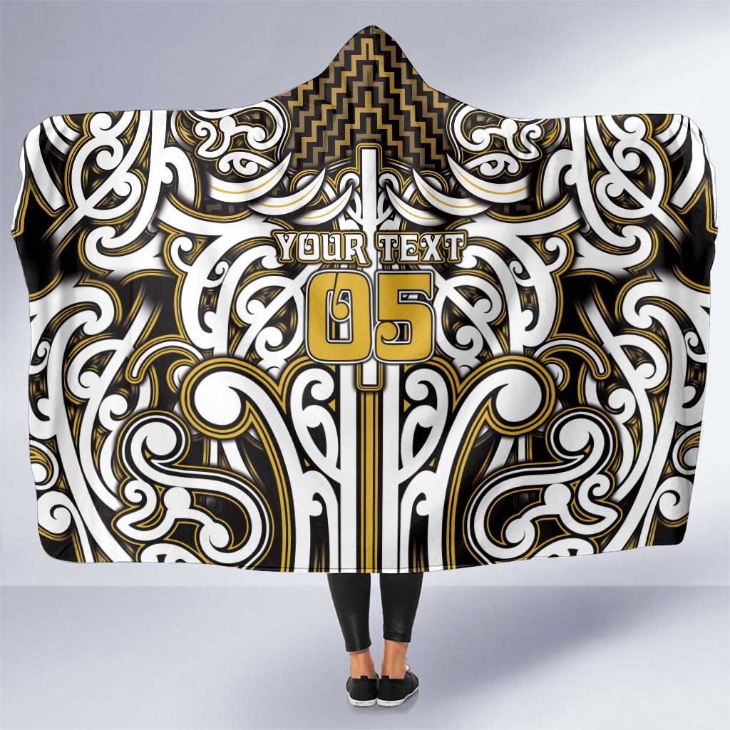 Custom Aotearoa Taranaki Hooded Blanket Maori Tribal Pattern Mix Poutama