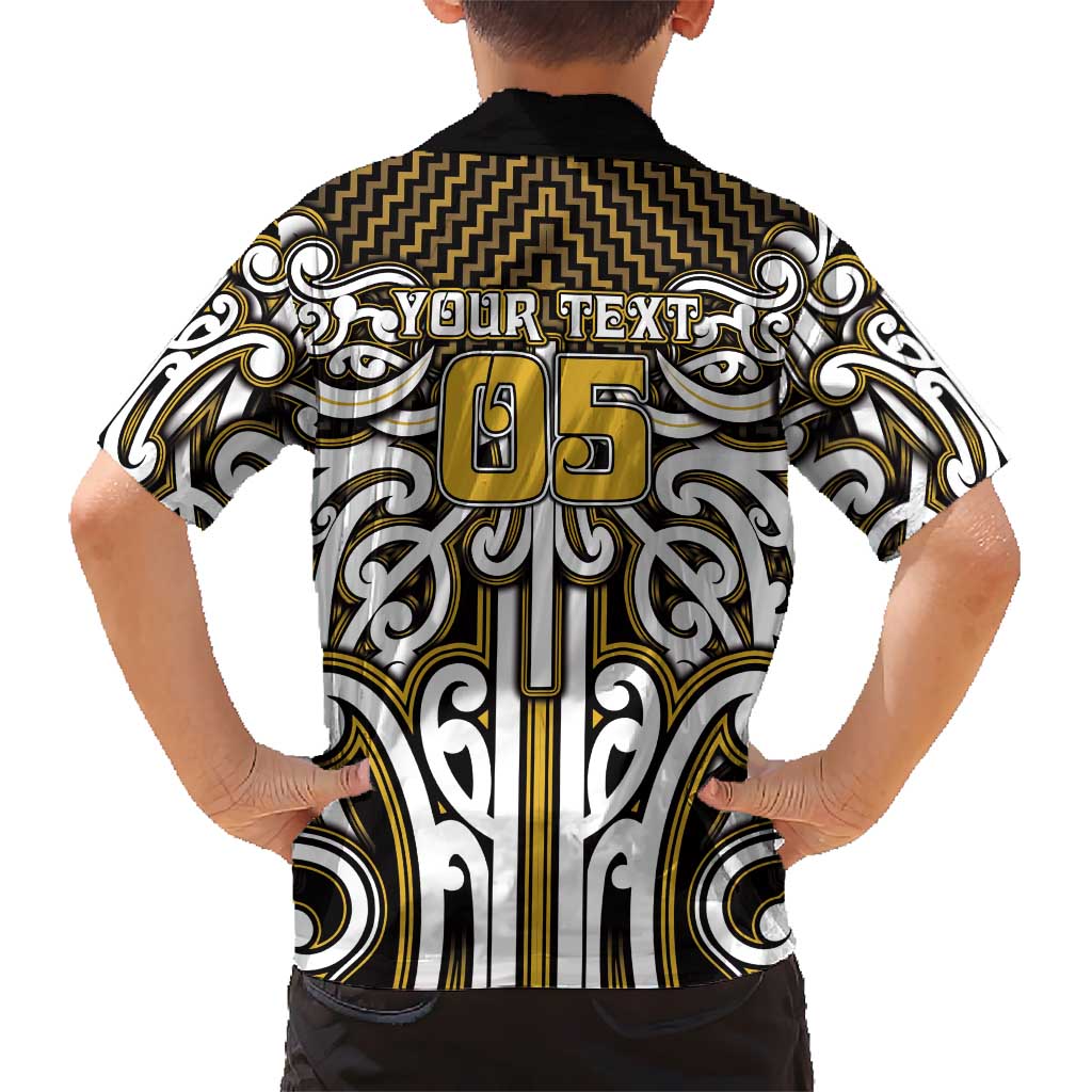 Custom Aotearoa Taranaki Kid Hawaiian Shirt Maori Tribal Pattern Mix Poutama