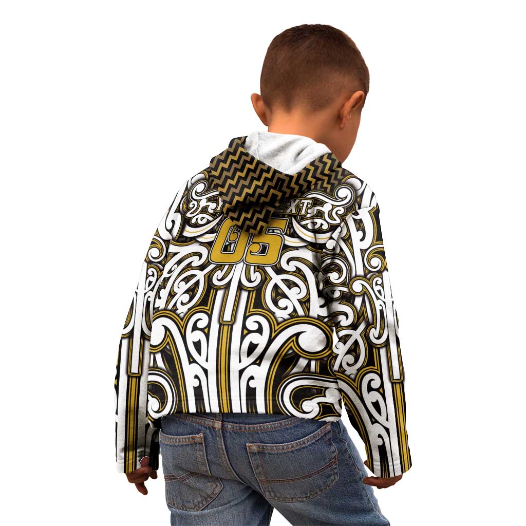 Custom Aotearoa Taranaki Kid Hoodie Maori Tribal Pattern Mix Poutama