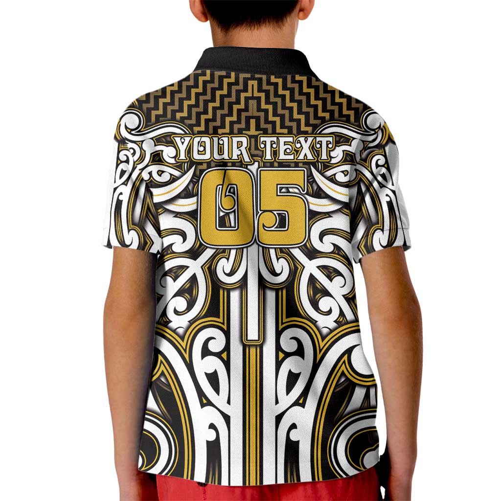 Custom Aotearoa Taranaki Kid Polo Shirt Maori Tribal Pattern Mix Poutama