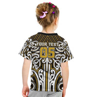 Custom Aotearoa Taranaki Kid T Shirt Maori Tribal Pattern Mix Poutama
