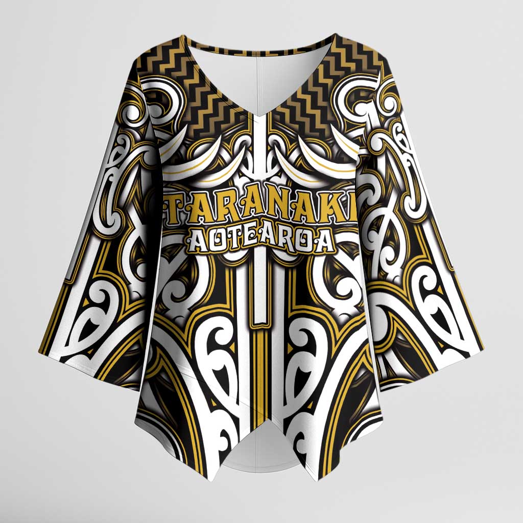 Custom Aotearoa Taranaki Kimono Sleeve Blouse Maori Tribal Pattern Mix Poutama