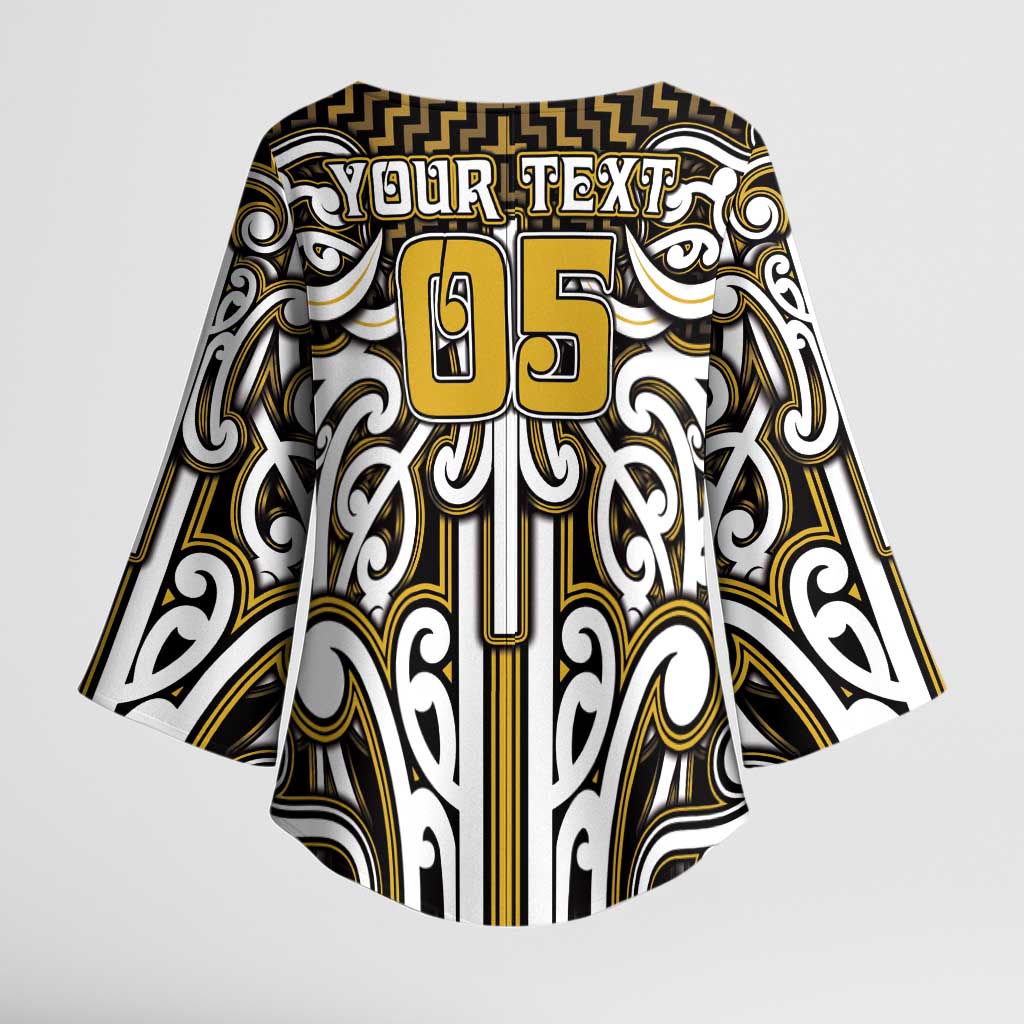 Custom Aotearoa Taranaki Kimono Sleeve Blouse Maori Tribal Pattern Mix Poutama