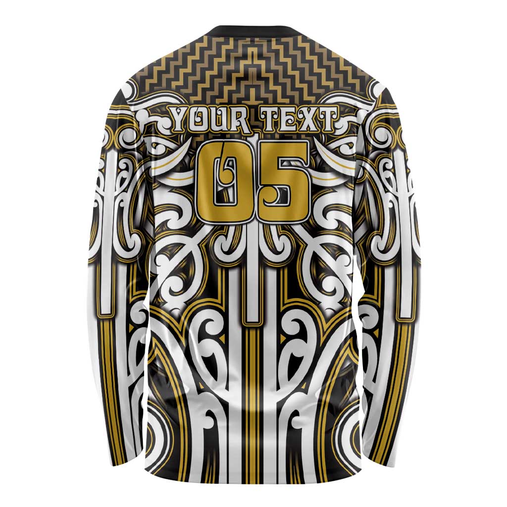 Custom Aotearoa Taranaki Long Sleeve Shirt Maori Tribal Pattern Mix Poutama