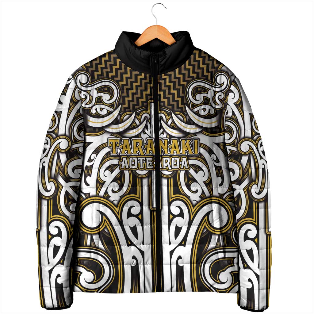 Custom Aotearoa Taranaki Padded Jacket Maori Tribal Pattern Mix Poutama
