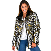 Custom Aotearoa Taranaki Padded Jacket Maori Tribal Pattern Mix Poutama