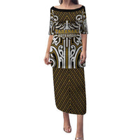 Custom Aotearoa Taranaki Puletasi Maori Tribal Pattern Mix Poutama