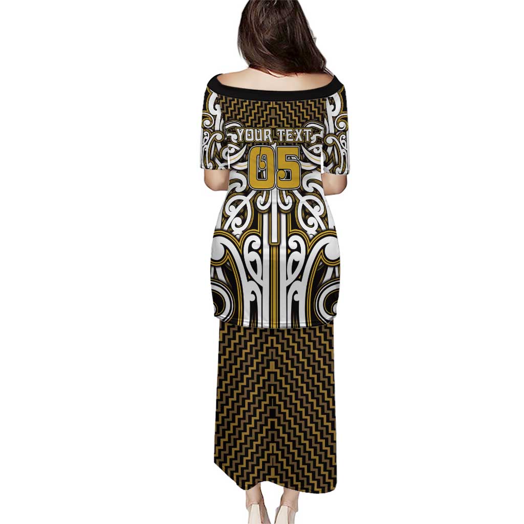 Custom Aotearoa Taranaki Puletasi Maori Tribal Pattern Mix Poutama
