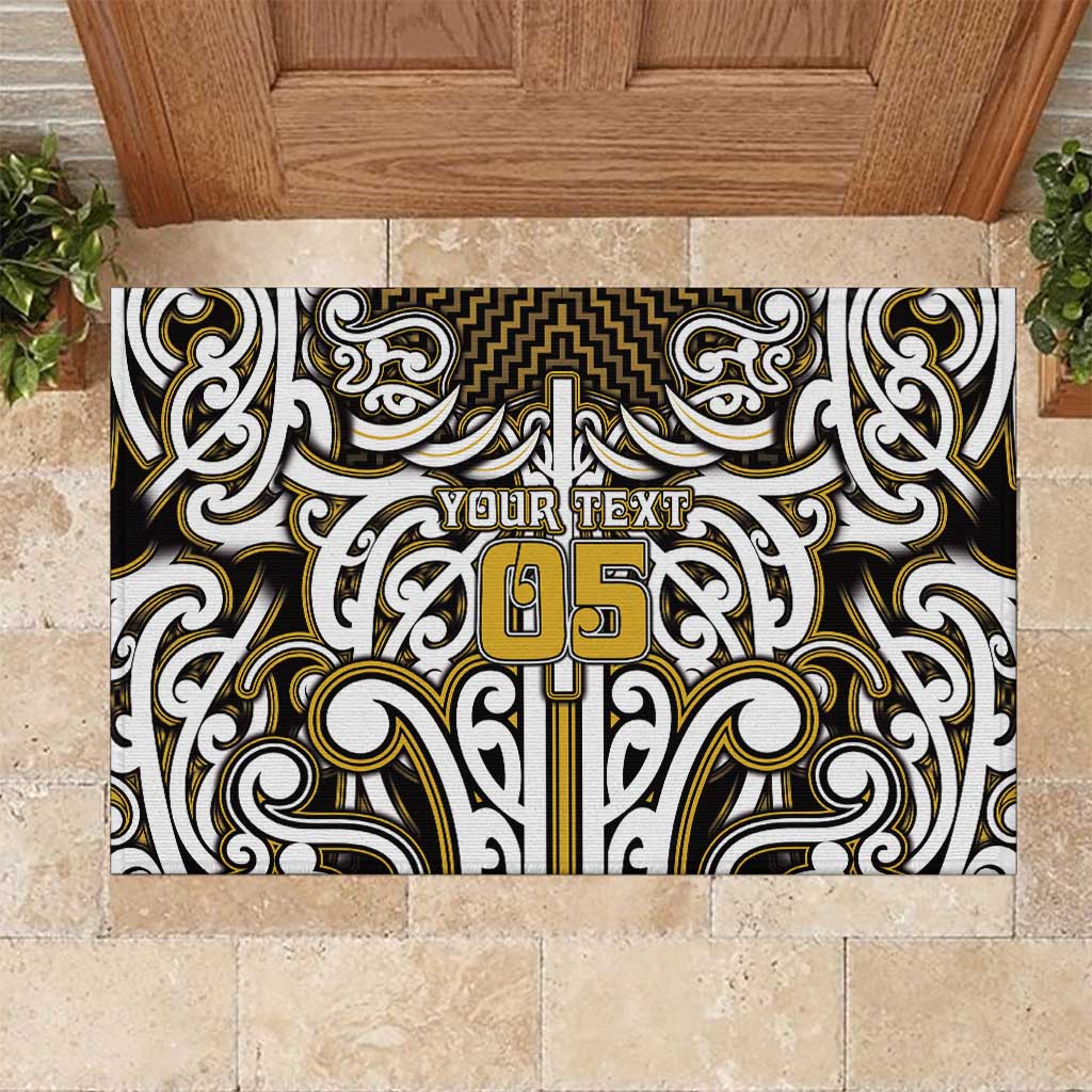 Custom Aotearoa Taranaki Rubber Doormat Maori Tribal Pattern Mix Poutama