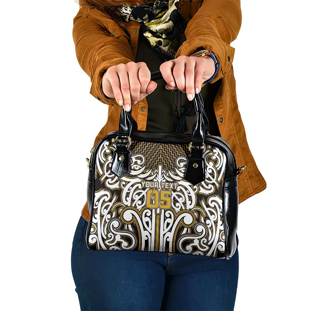 Custom Aotearoa Taranaki Shoulder Handbag Maori Tribal Pattern Mix Poutama