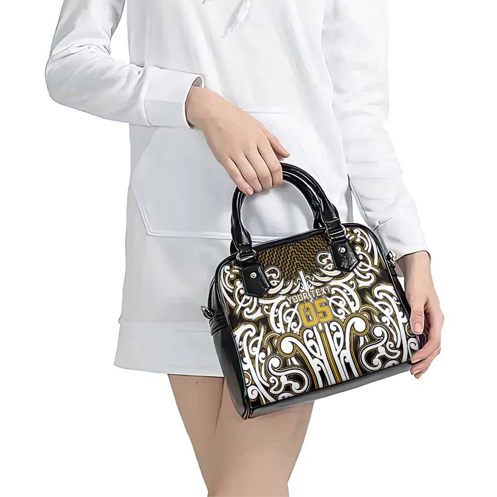 Custom Aotearoa Taranaki Shoulder Handbag Maori Tribal Pattern Mix Poutama