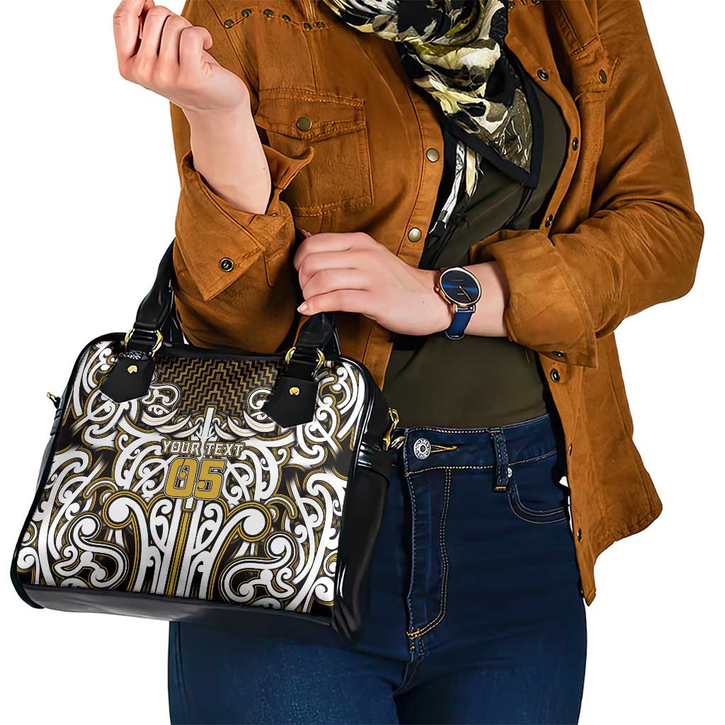 Custom Aotearoa Taranaki Shoulder Handbag Maori Tribal Pattern Mix Poutama
