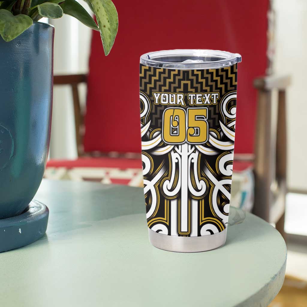 Custom Aotearoa Taranaki Tumbler Cup Maori Tribal Pattern Mix Poutama