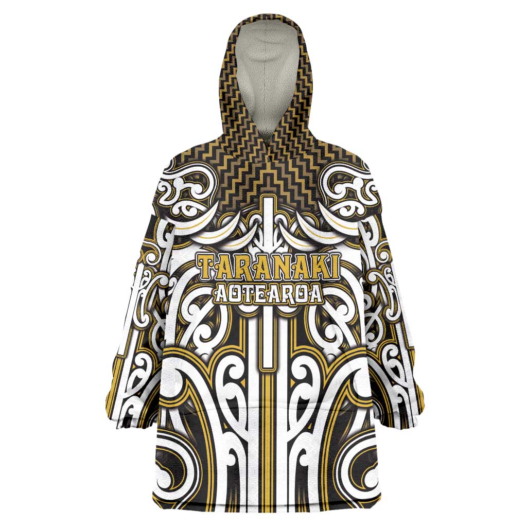 Custom Aotearoa Taranaki Wearable Blanket Hoodie Maori Tribal Pattern Mix Poutama