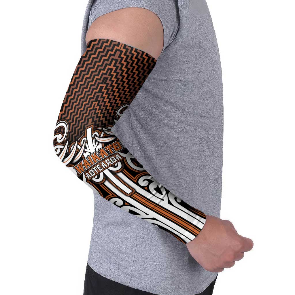 Custom Aotearoa Waikato Arm Sleeves Maori Tribal Pattern Mix Poutama