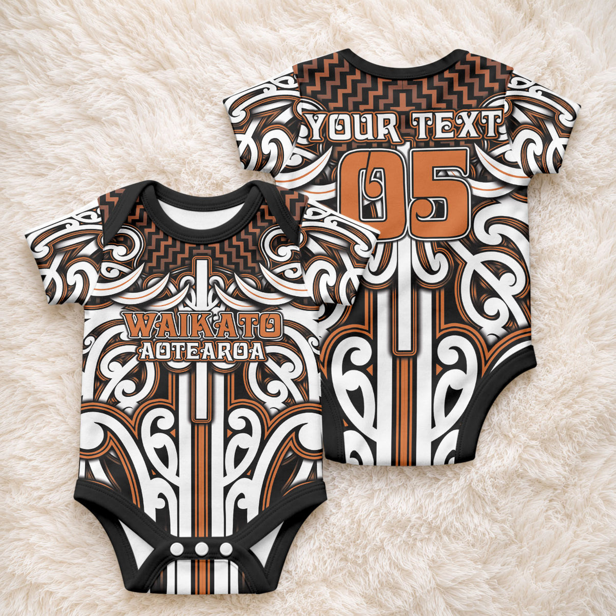 Custom Aotearoa Waikato Baby Onesie Maori Tribal Pattern Mix Poutama LT05 - Polynesian Pride