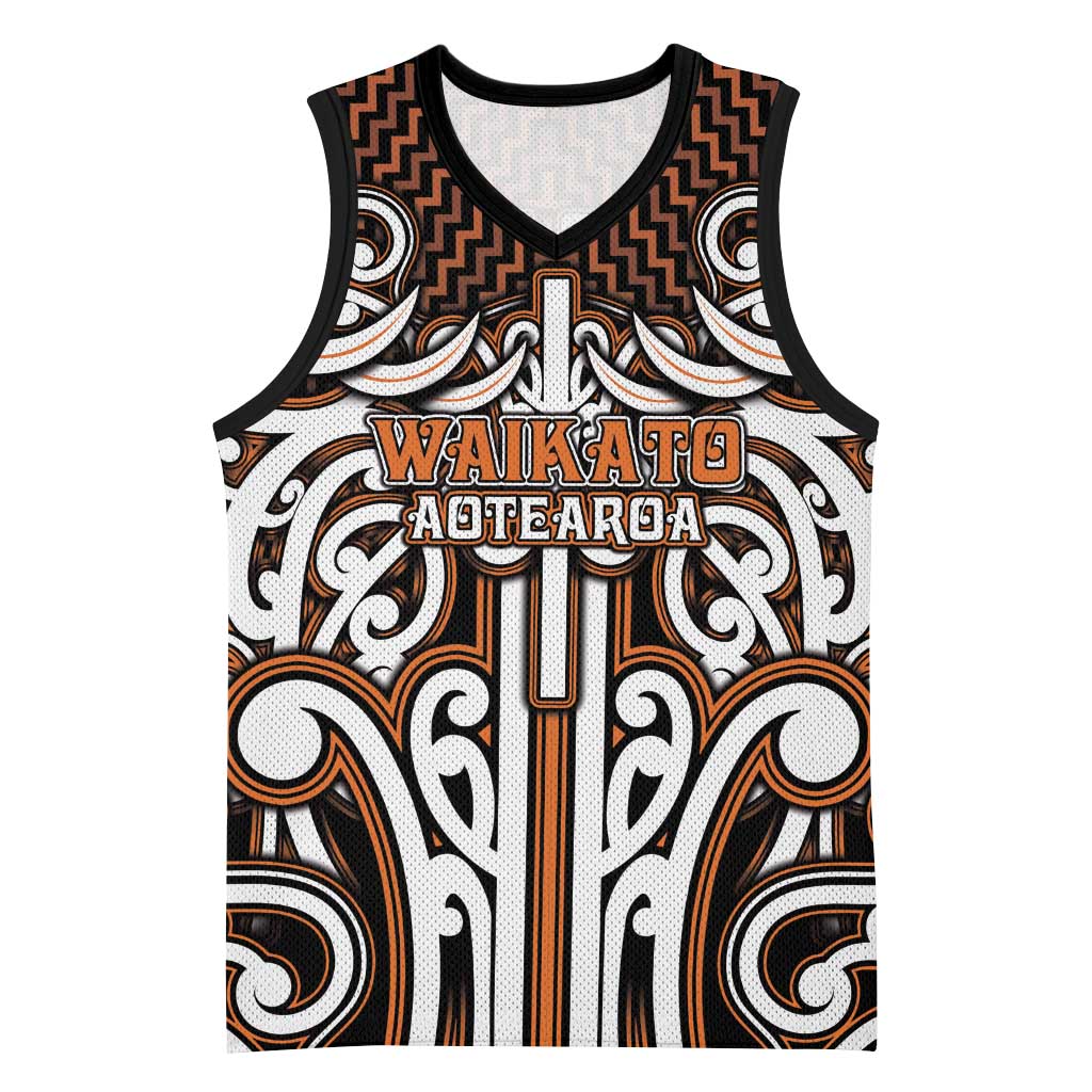 Custom Aotearoa Waikato Basketball Jersey Maori Tribal Pattern Mix Poutama