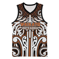 Custom Aotearoa Waikato Basketball Jersey Maori Tribal Pattern Mix Poutama