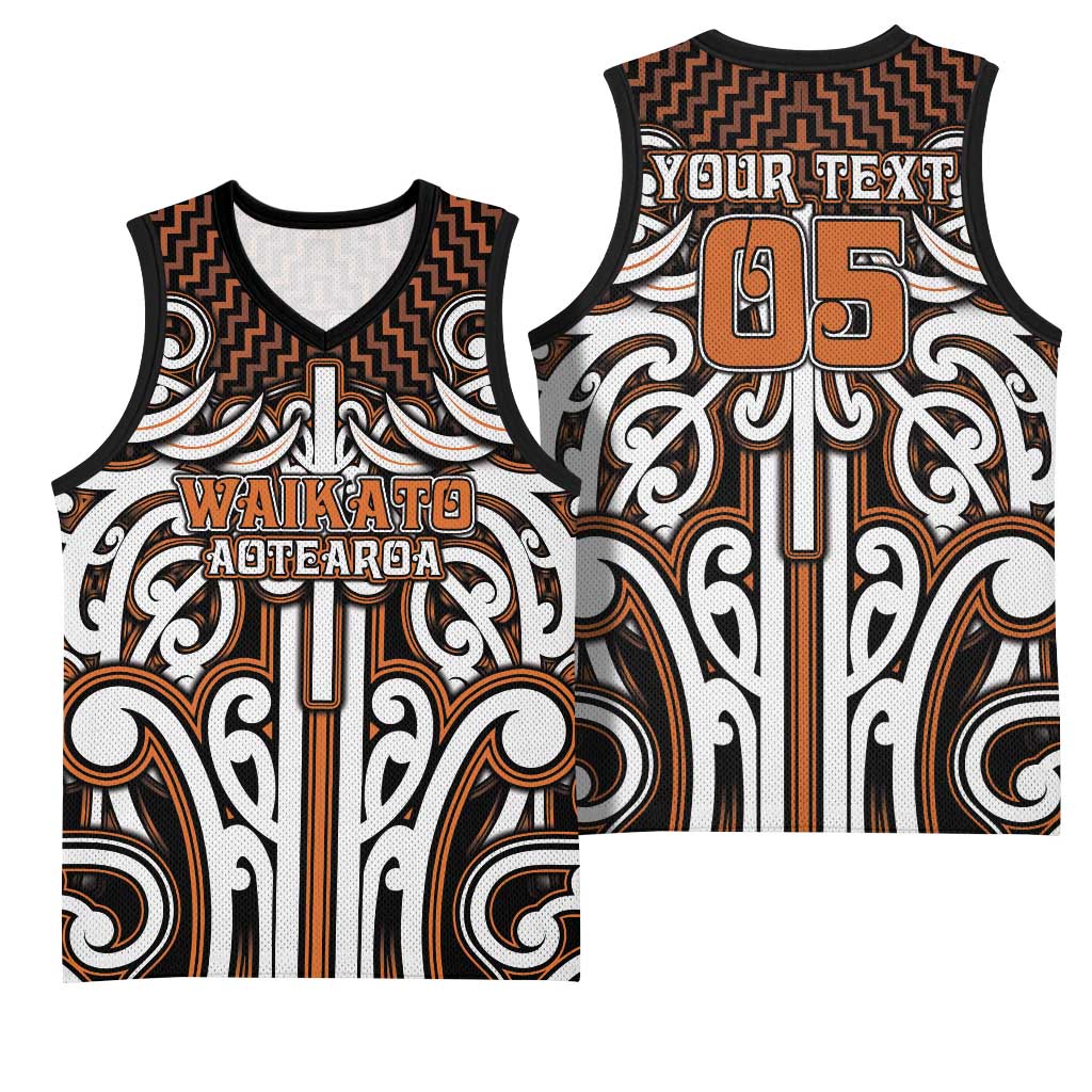 Custom Aotearoa Waikato Basketball Jersey Maori Tribal Pattern Mix Poutama