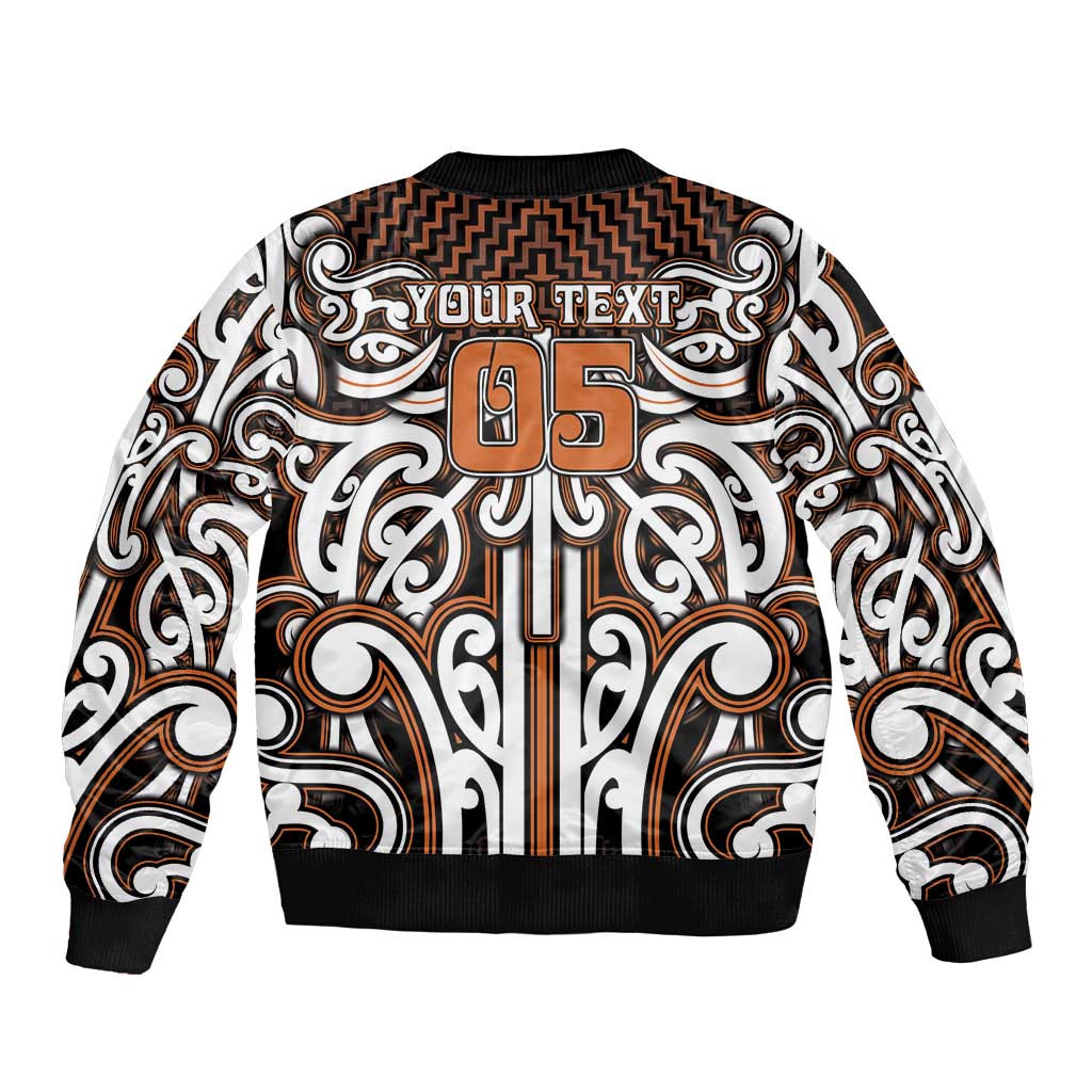 Custom Aotearoa Waikato Bomber Jacket Maori Tribal Pattern Mix Poutama