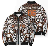 Custom Aotearoa Waikato Bomber Puffer Jacket Maori Tribal Pattern Mix Poutama