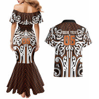 Custom Aotearoa Waikato Couples Matching Mermaid Dress and Hawaiian Shirt Maori Tribal Pattern Mix Poutama