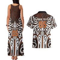 Custom Aotearoa Waikato Couples Matching Tank Maxi Dress and Hawaiian Shirt Maori Tribal Pattern Mix Poutama
