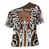 Custom Aotearoa Waikato Cross Shoulder Shirt Maori Tribal Pattern Mix Poutama