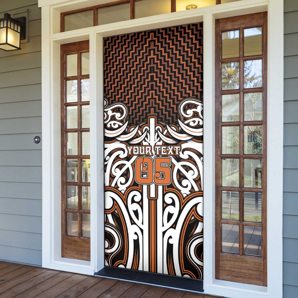 Custom Aotearoa Waikato Door Cover Maori Tribal Pattern Mix Poutama