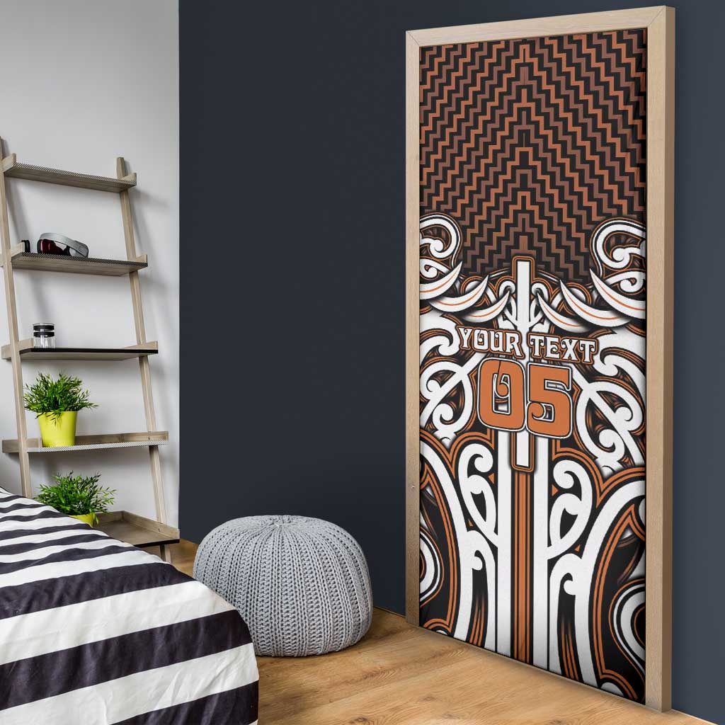 Custom Aotearoa Waikato Door Cover Maori Tribal Pattern Mix Poutama