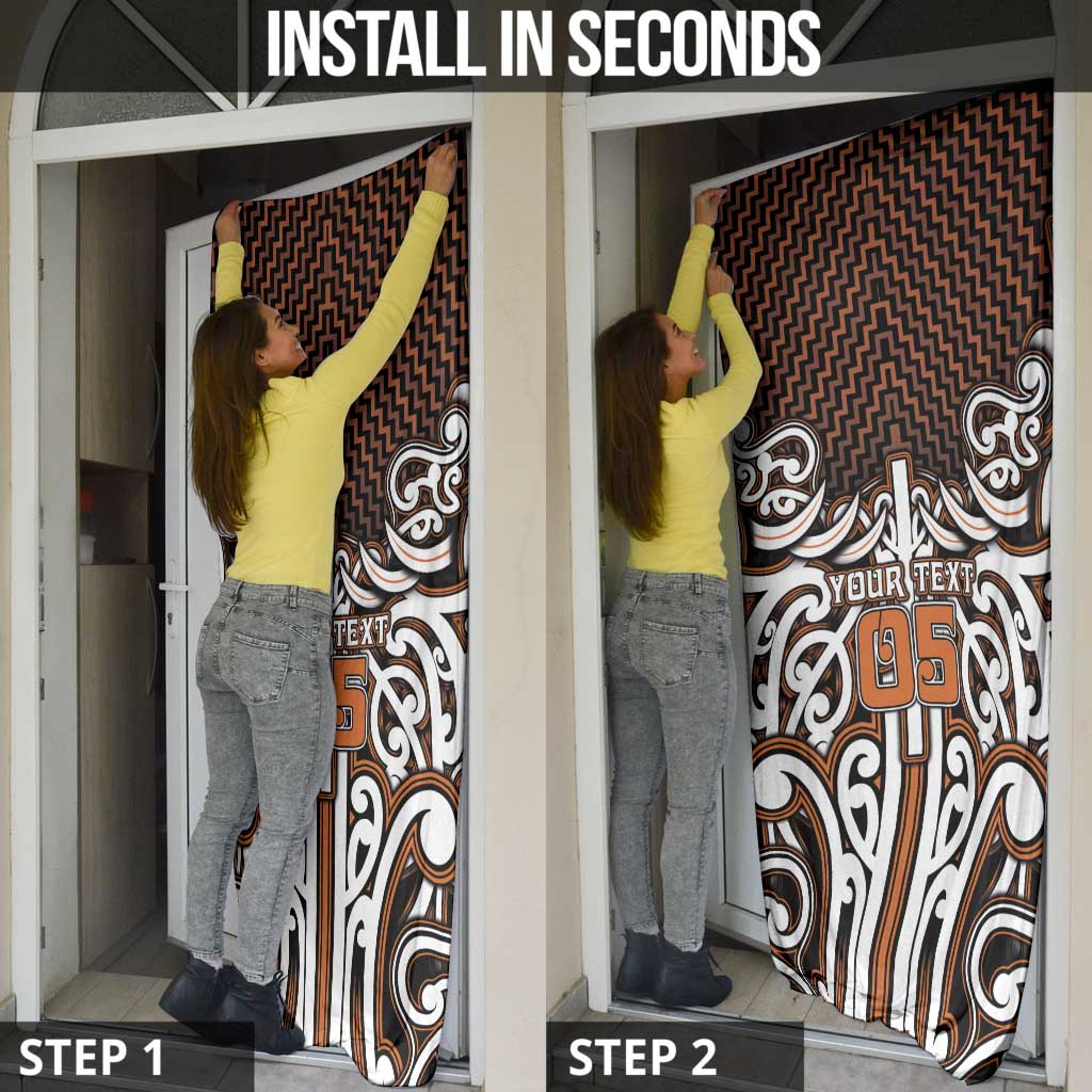Custom Aotearoa Waikato Door Cover Maori Tribal Pattern Mix Poutama