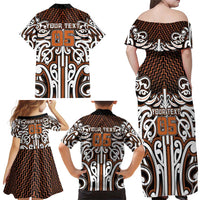 Custom Aotearoa Waikato Family Matching Off Shoulder Maxi Dress and Hawaiian Shirt Maori Tribal Pattern Mix Poutama LT05 - Polynesian Pride